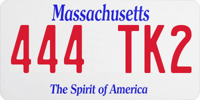 MA license plate 444TK2