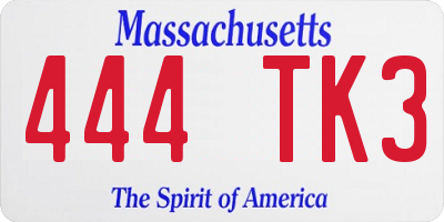 MA license plate 444TK3