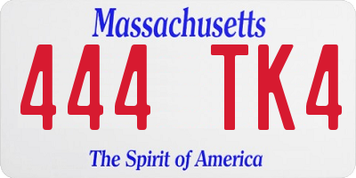MA license plate 444TK4