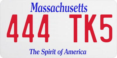 MA license plate 444TK5
