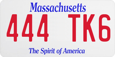 MA license plate 444TK6