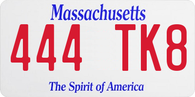 MA license plate 444TK8