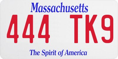 MA license plate 444TK9