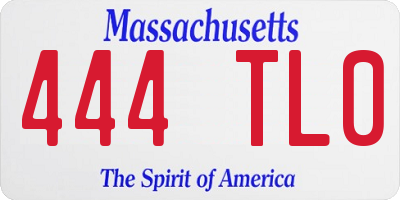 MA license plate 444TL0