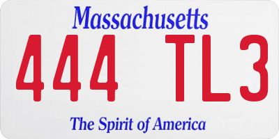 MA license plate 444TL3