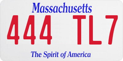 MA license plate 444TL7