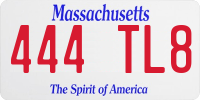MA license plate 444TL8