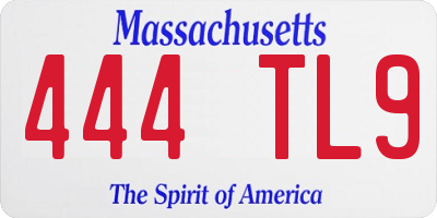 MA license plate 444TL9