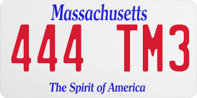 MA license plate 444TM3