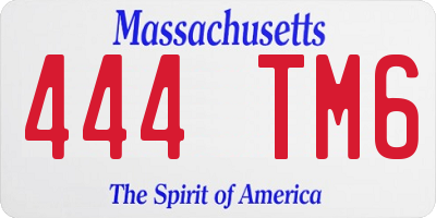 MA license plate 444TM6