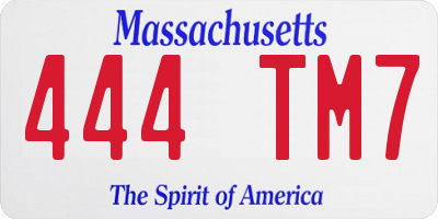 MA license plate 444TM7