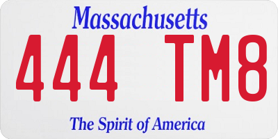 MA license plate 444TM8