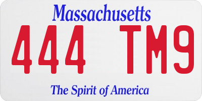 MA license plate 444TM9