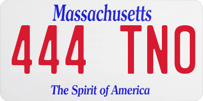 MA license plate 444TN0