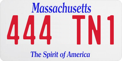MA license plate 444TN1
