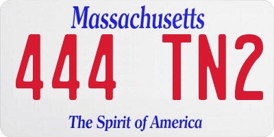 MA license plate 444TN2