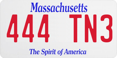 MA license plate 444TN3