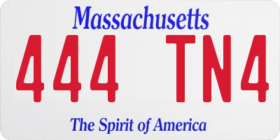 MA license plate 444TN4