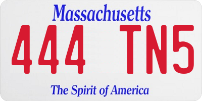 MA license plate 444TN5