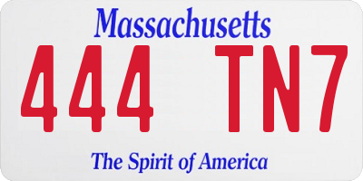 MA license plate 444TN7