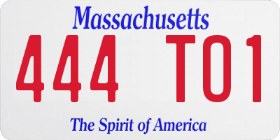 MA license plate 444TO1