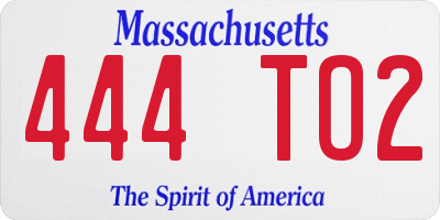 MA license plate 444TO2