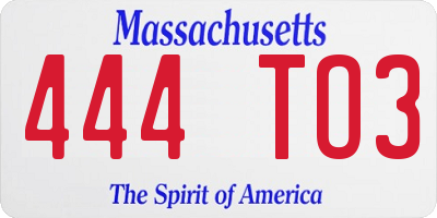 MA license plate 444TO3