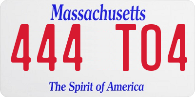 MA license plate 444TO4