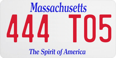 MA license plate 444TO5