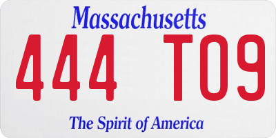 MA license plate 444TO9