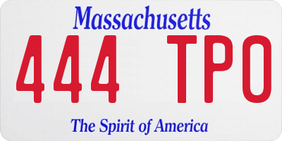 MA license plate 444TP0