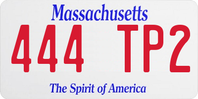MA license plate 444TP2