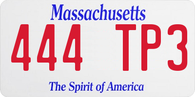 MA license plate 444TP3
