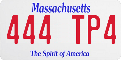 MA license plate 444TP4