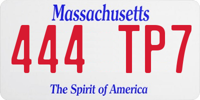 MA license plate 444TP7