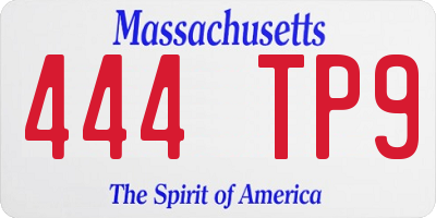 MA license plate 444TP9
