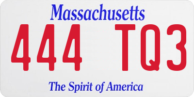 MA license plate 444TQ3
