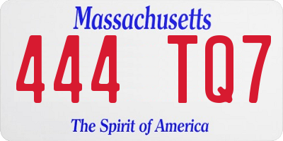 MA license plate 444TQ7