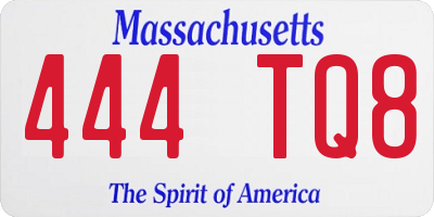 MA license plate 444TQ8