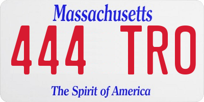MA license plate 444TR0