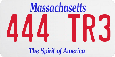 MA license plate 444TR3