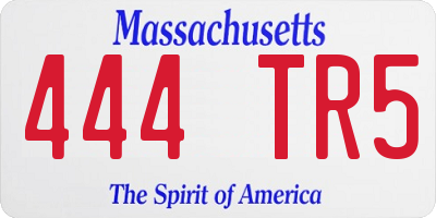 MA license plate 444TR5