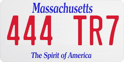 MA license plate 444TR7