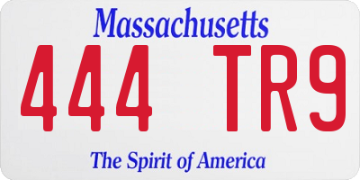MA license plate 444TR9