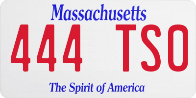 MA license plate 444TS0