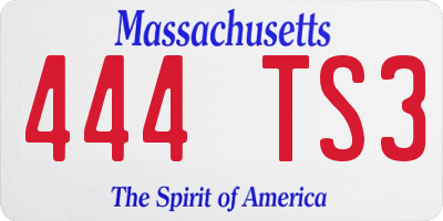 MA license plate 444TS3