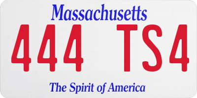 MA license plate 444TS4