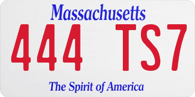 MA license plate 444TS7