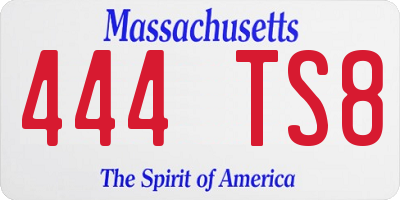 MA license plate 444TS8