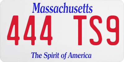 MA license plate 444TS9